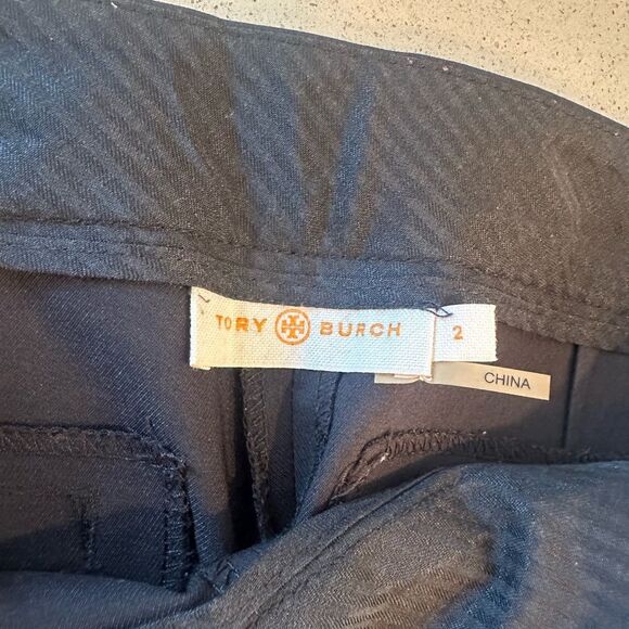 Tory Burch Women's Black Slit Hem Cotton Blend Pants Size 2 - Picture 6 of 11